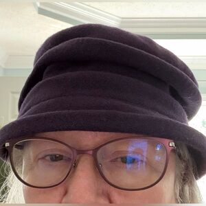 Parkhurst Lauren Pleated Brim Cloche Purple Wool Hat